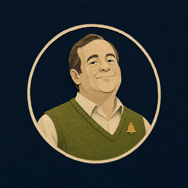 Gary Lewis, President of the Westhaven Homeowners' Organization, a smiling man in a green sweater vest with a small bell pin.